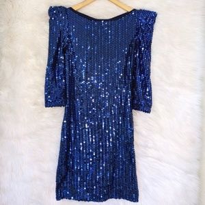 Blue Sequin Cocktail Dress